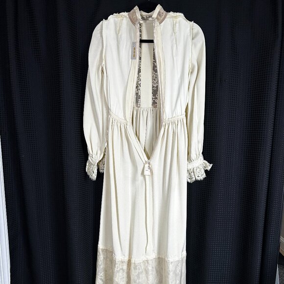 Gorgeous Vintage 70s Carson Pirie Scott Chicago Crepe Lace Wedding Prairie Dress - Picture 13 of 16